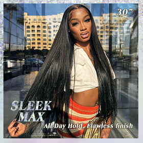 A model wearing NESMON SkinLike HD lace wig, showcasing natural finish and confidence.