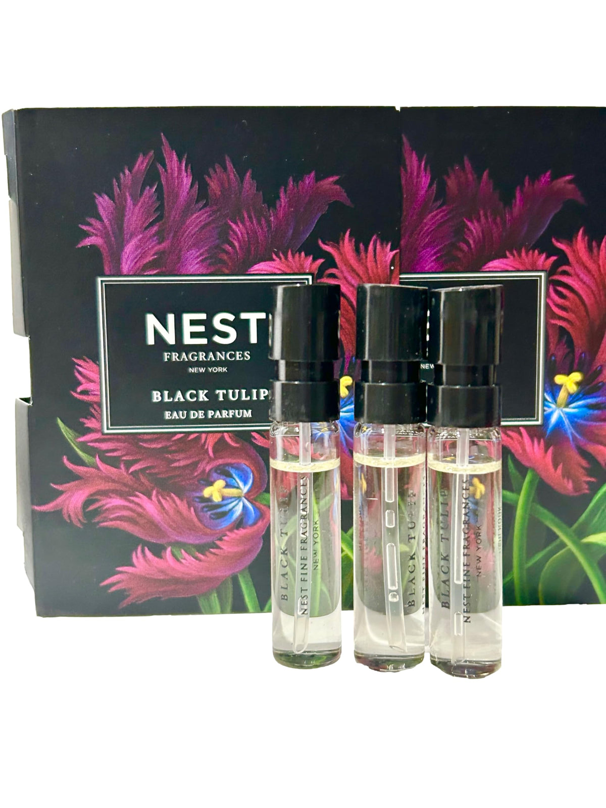 NEST Black Tulip miniature perfume bottles ideal for sampling.