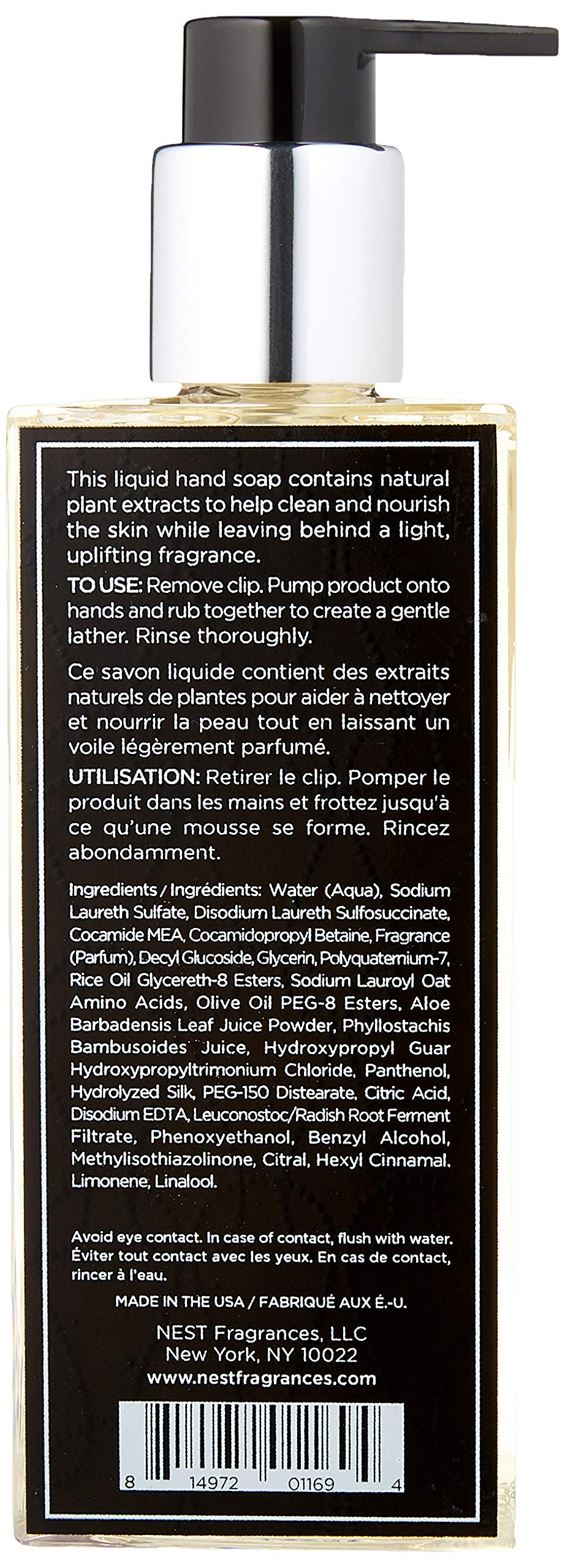 Nest Fragrances packaging label highlights premium paraben-free formula