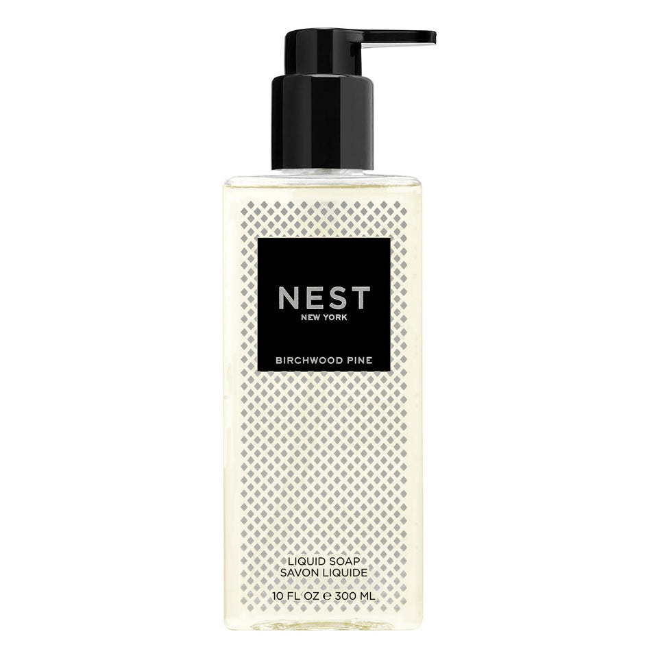 NEST New York Birchwood Pine liquid soap bottle for daily cleansing with a forest-inspired aroma.