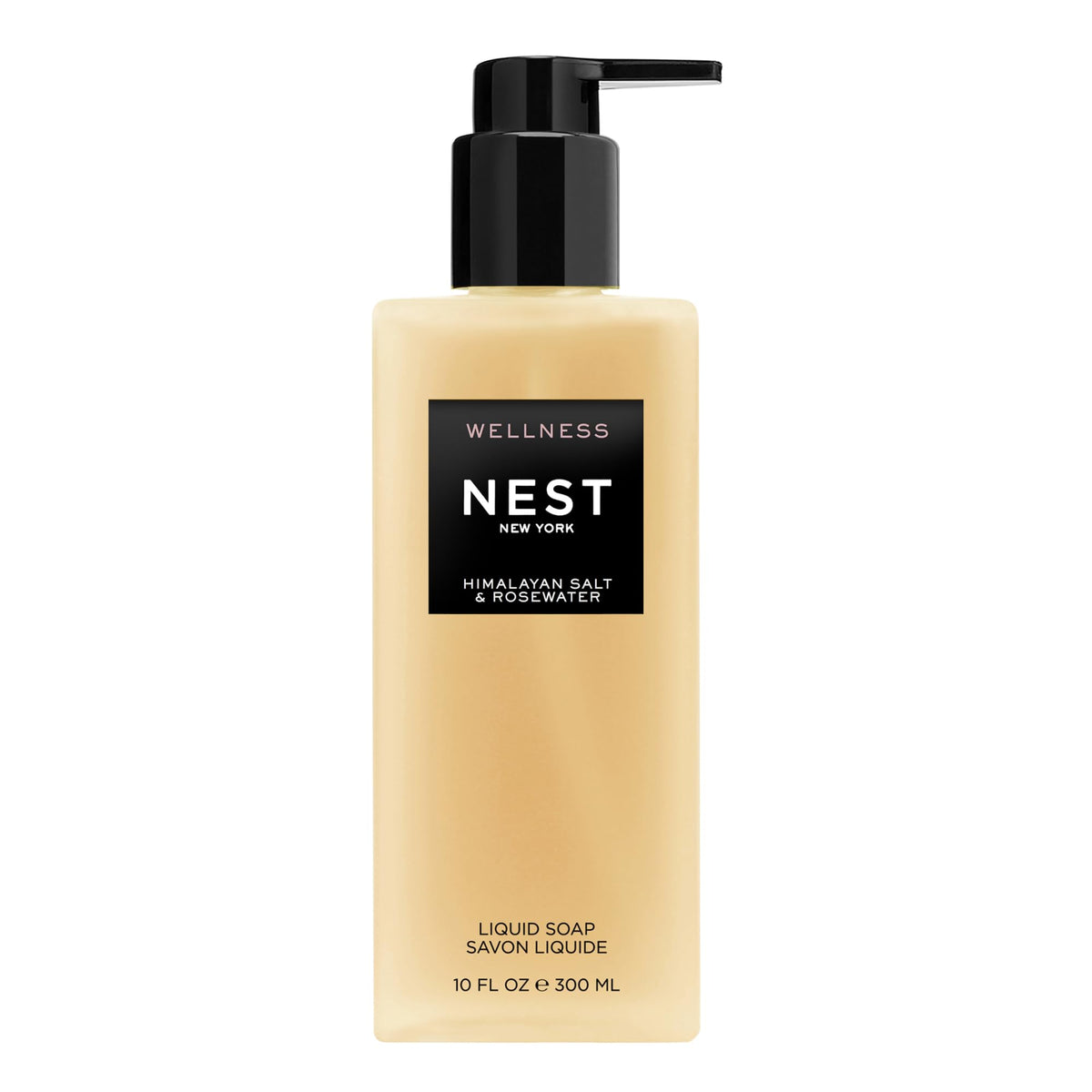 NEST New York Himalayan Salt & Rosewater liquid soap bottle showcases rosewater notes for a calming cleanse