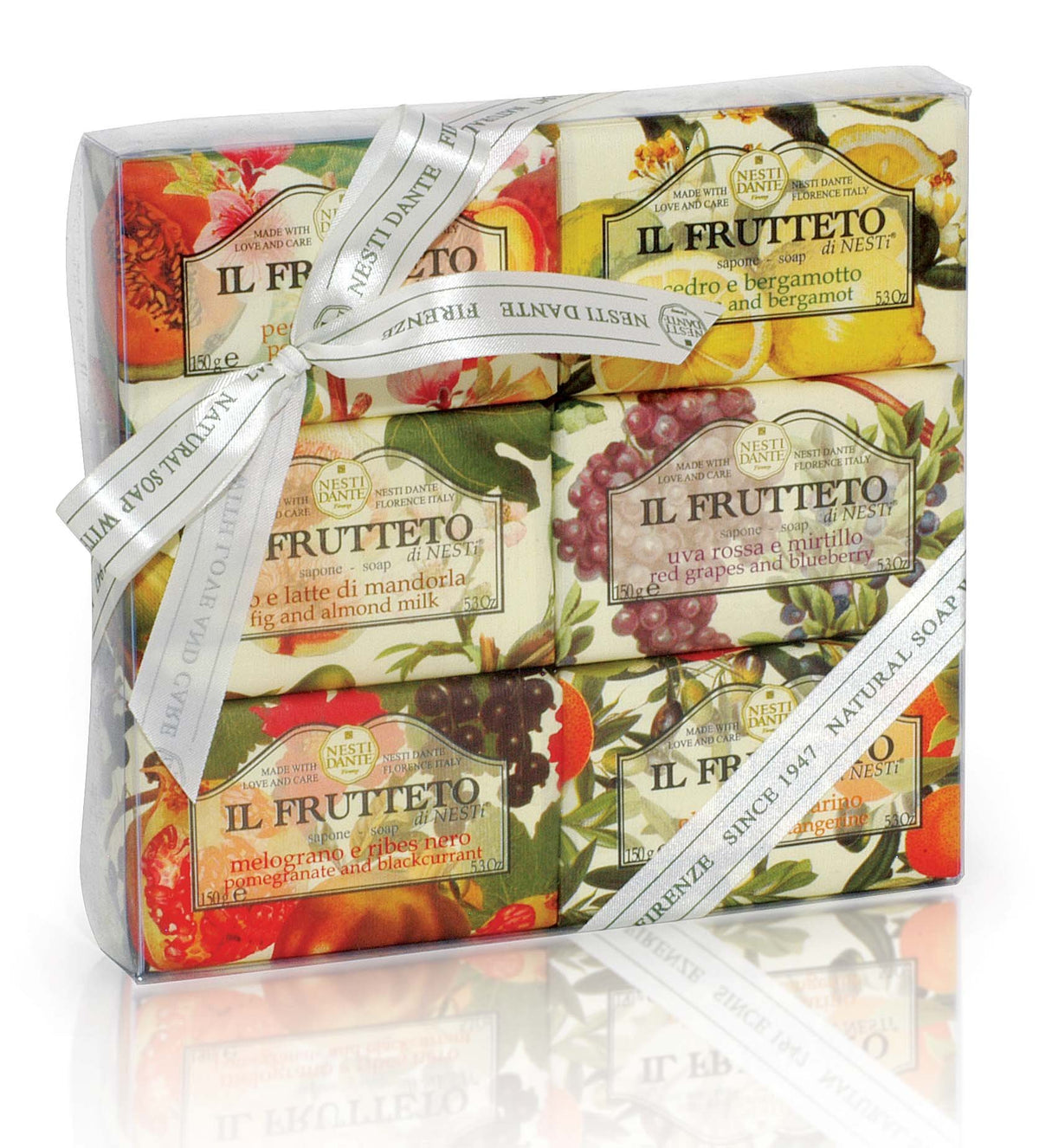 Nesti Dante IL Frutteto gift set box showing six soaps for gifting