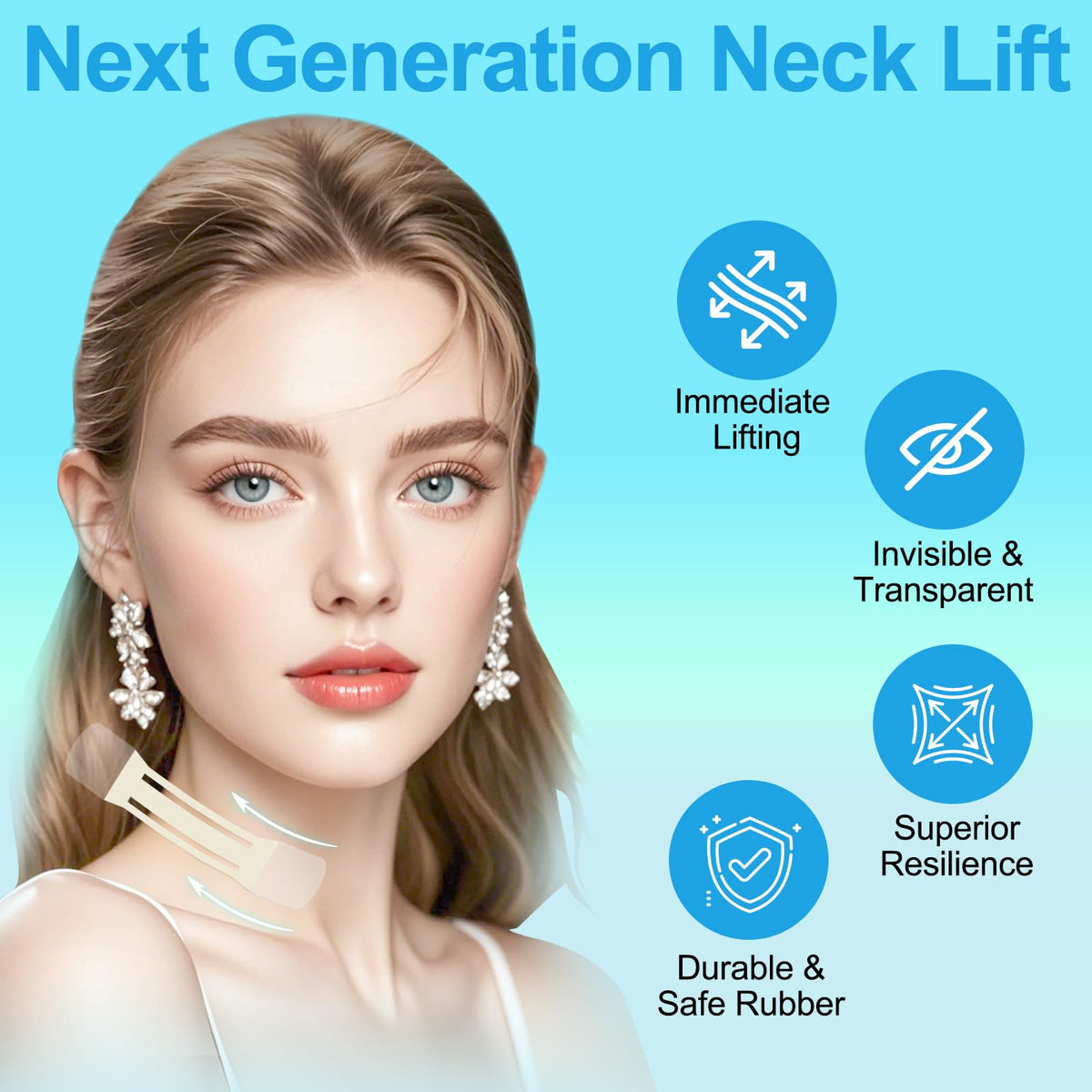Netlkjonk neck tape invisible under makeup for flawless contour.