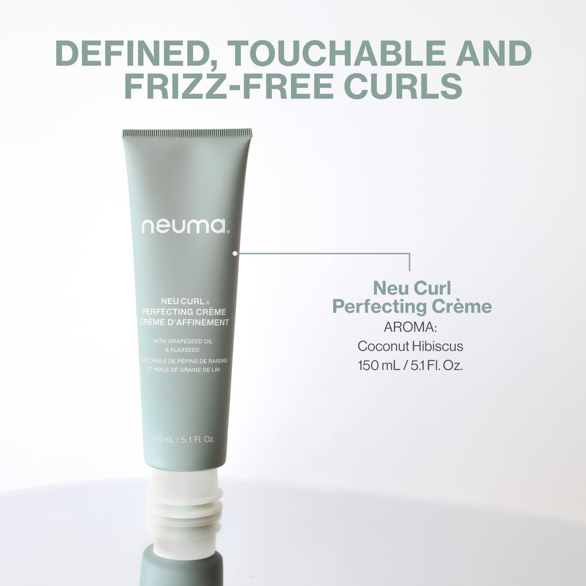 Frizz control and shine achieved with NEUMA Neu Curl Perfecting Creme.