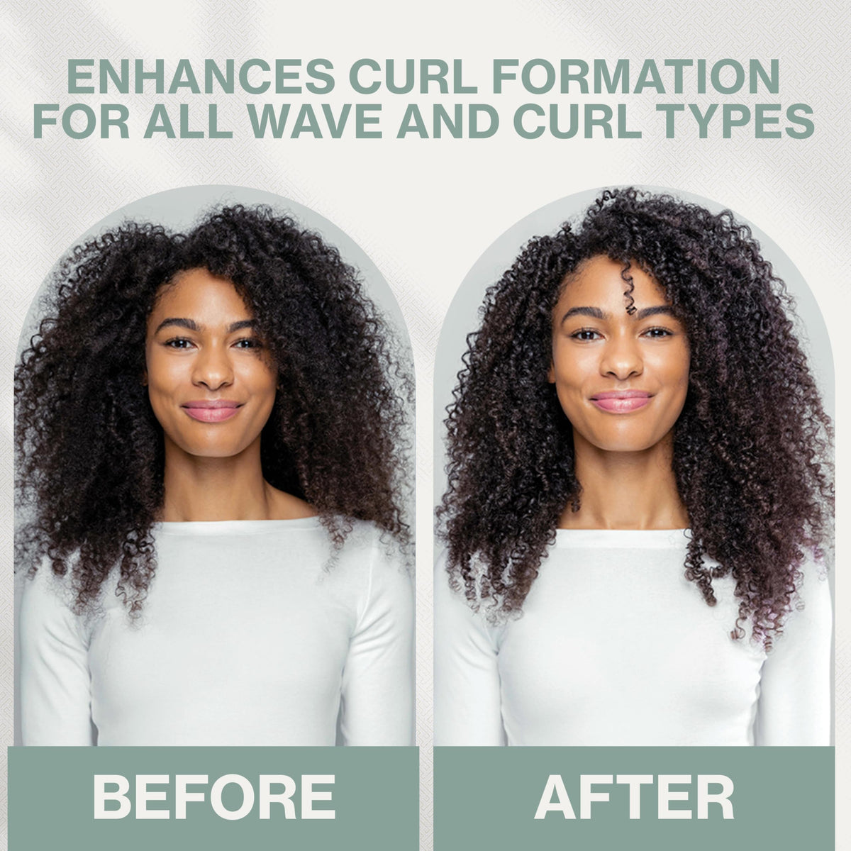 Hands smoothing NEUMA Neu Curl Perfecting Creme into damp hair.