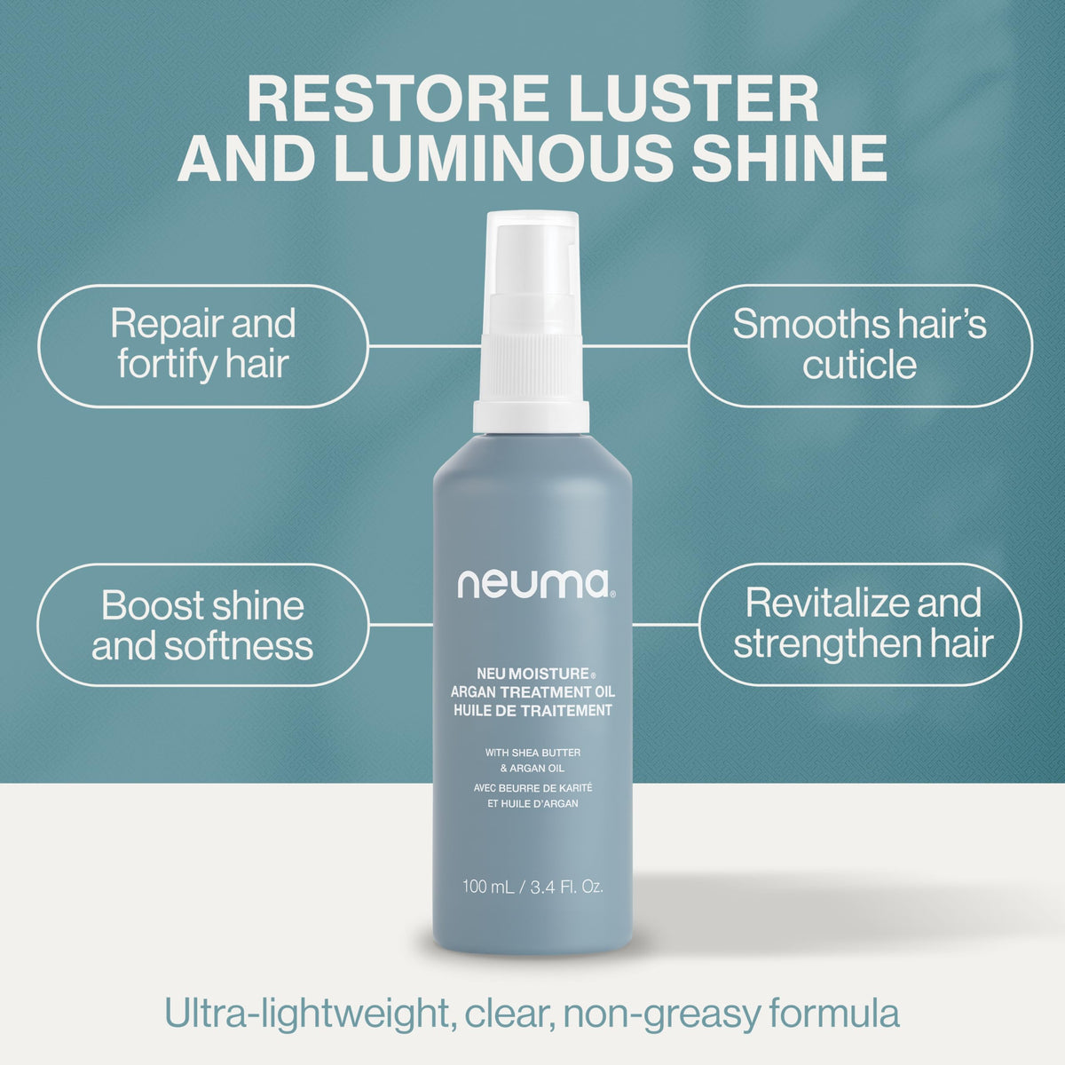 A user styles hair with Neuma Neu Moisture Argan Treatment Oil for a more manageable finish.