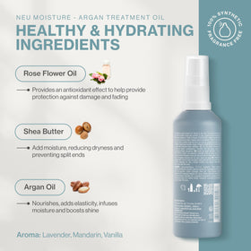Applying Neuma Neu Moisture Argan Treatment Oil to damp hair for frizz control.