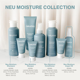 Close-up of the product label on Neuma Neu Moisture Argan Treatment Oil.
