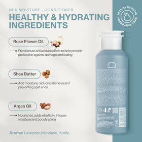 Neuma Neu Moisture Conditioner label highlights vegan and sulfate-free formula.
