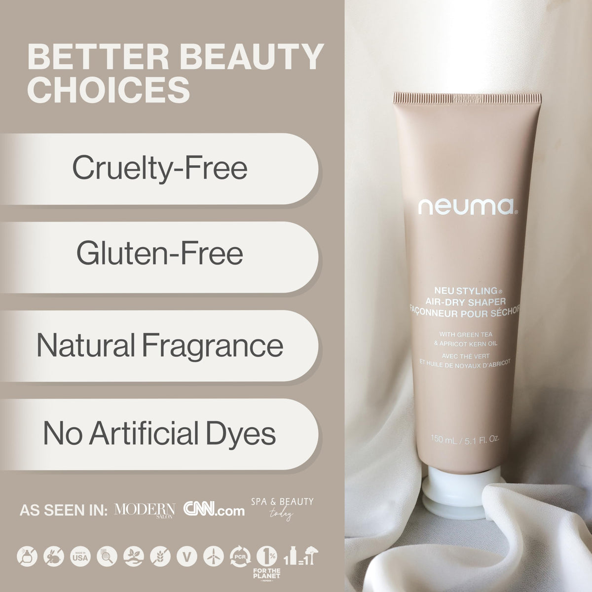 Neuma Neu Styling Air-Dry Shaper Cream being scrunched into hair for texture.