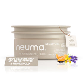 NEUMA Neu Styling Hair Clay bottle front view, showing strong hold and lavender scent.