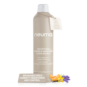 Neuma Neu Styling Hair Spray bottle shows flexible hold for daily styling.