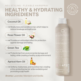 Neuma Neu Styling Hair Spray mist application demonstrates brushable control.