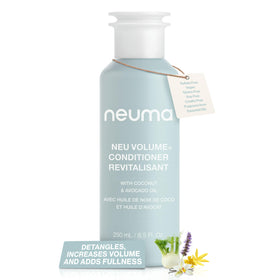 NEUMA Neu Volume Conditioner bottle close-up highlighting lightweight formula for fine hair
