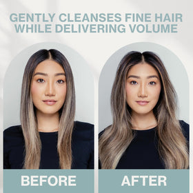 Rich lather during wash demonstrates gentle cleansing and volume boost