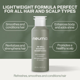 Color-safe Neuma Re Neu packaging highlighting safe for color-treated hair