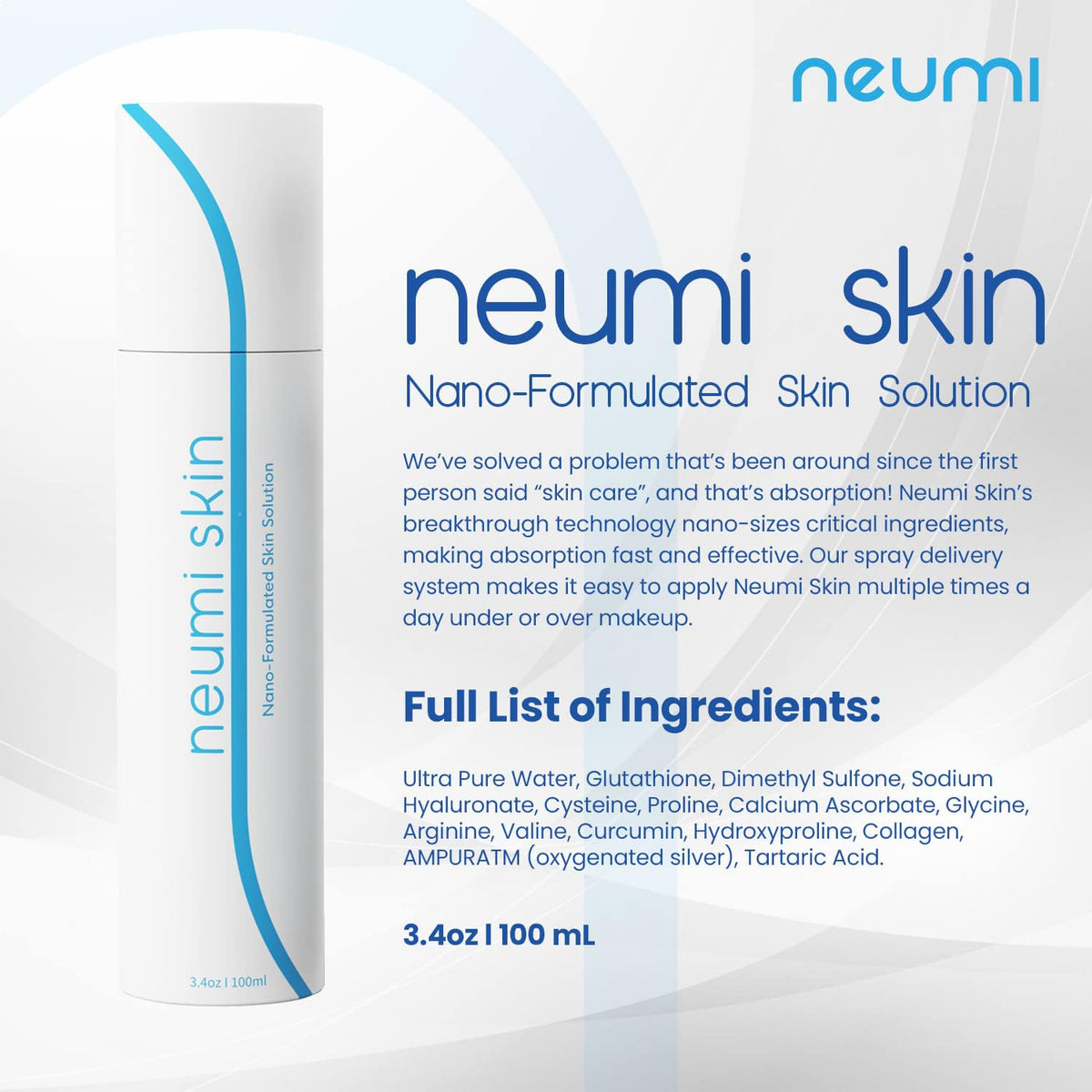 NEUMI SKIN nano-formulated ingredients glow on skin after mist