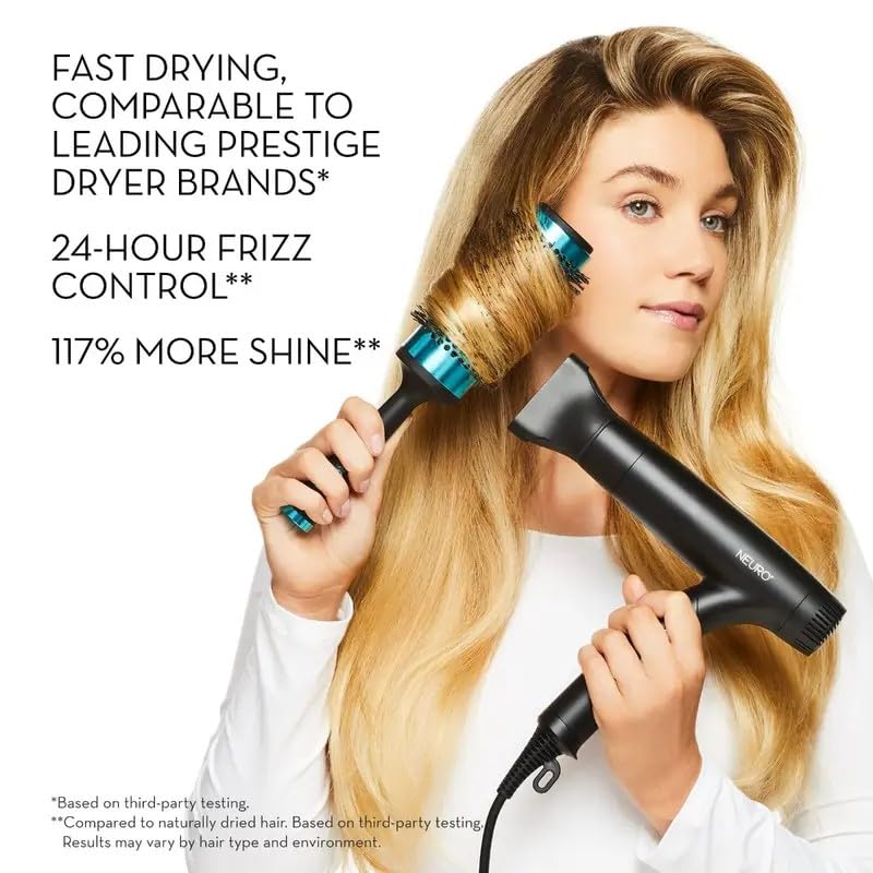 Neuro Dry+ styling nozzle concentrates airflow for precise drying.
