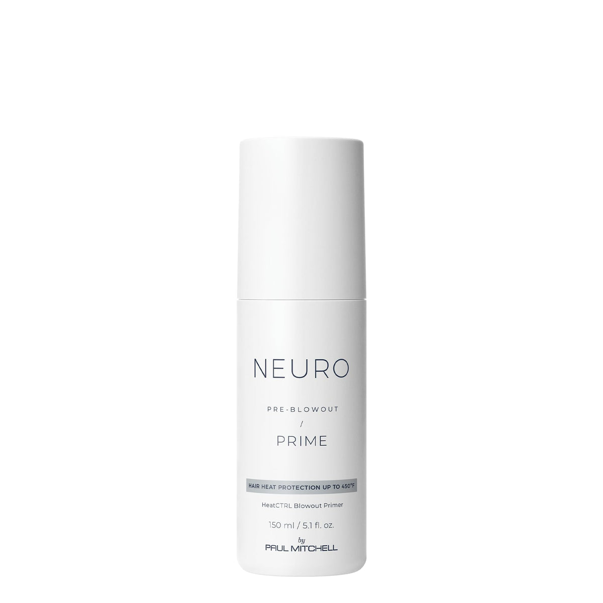 Neuro Prime HeatCTRL bottle shows heat protection during blow-drying.