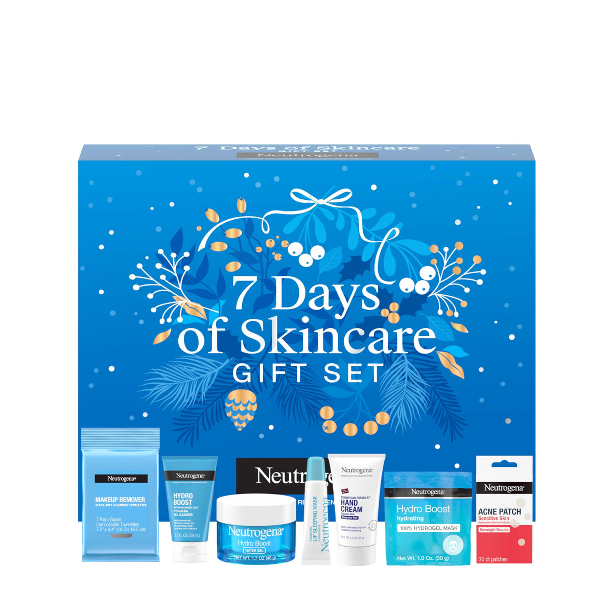 Neutrogena 7 Days Gift Set packaging highlights a complete skincare routine.