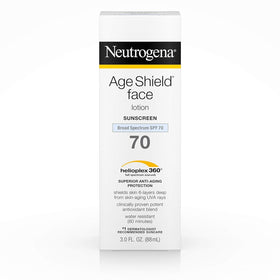 Neutrogena Age Shield SPF 70 bottle front for daily, oil-free sun protection.