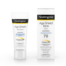 Closeup of ingredients in Neutrogena Age Shield SPF 70 formula.