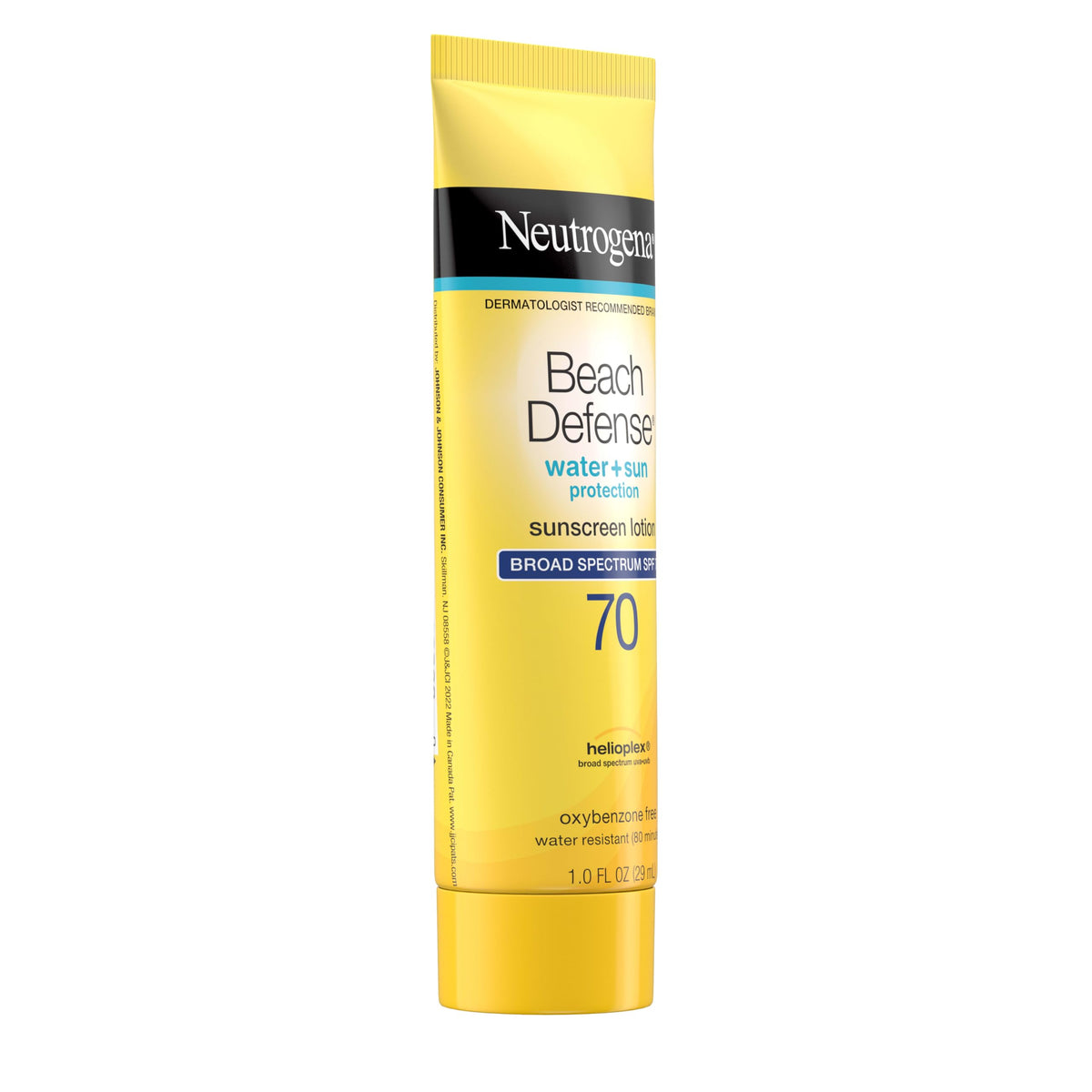 Close-up of SPF 70 label highlighting UVA/UVB broad spectrum protection
