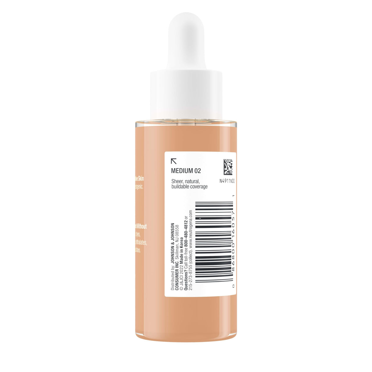 Medium 02 shade matching light-to-medium undertones with Neutrogena foundation.