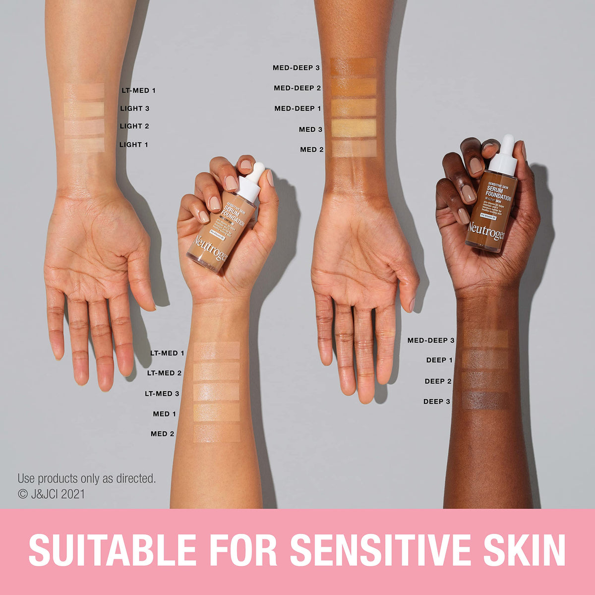 Close-up of swirled foundation on skin for a natural finish by Neutrogena.