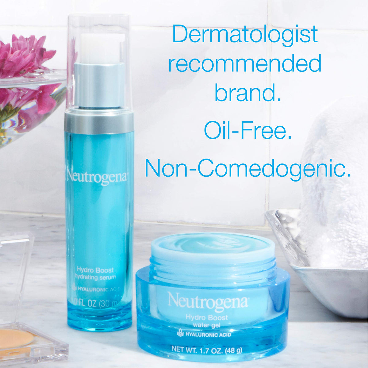 Neutrogena Hydro Boost Serum dropper releasing hydrating hyaluronic acid.