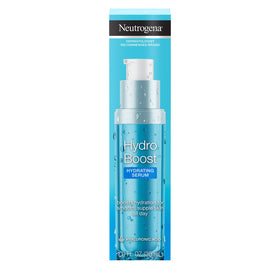 Neutrogena Hydro Boost Serum label detailing ingredients and benefits.