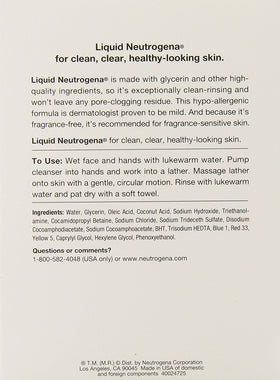 Three 8 oz Neutrogena bottles displayed for daily fragrance-free cleansing routine.