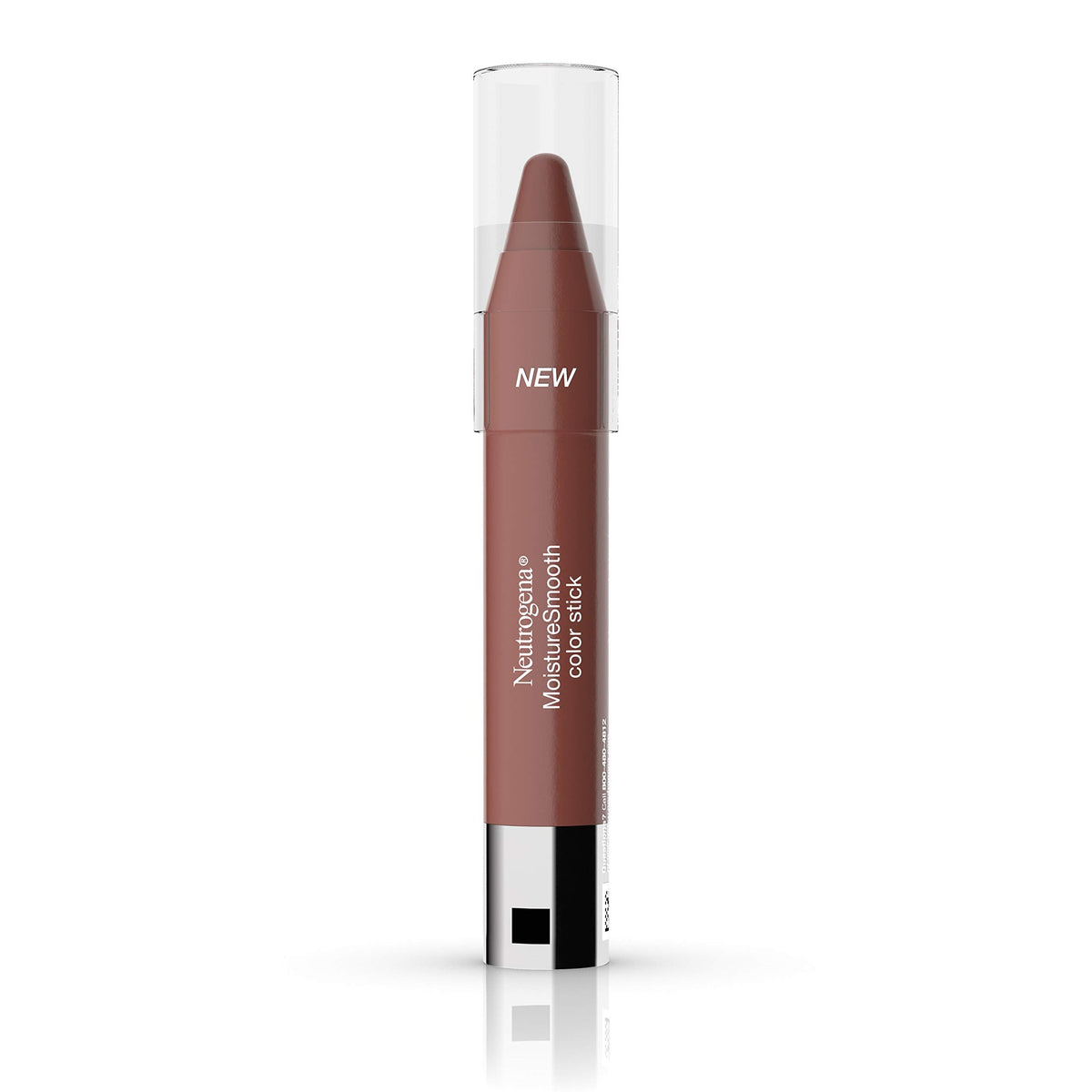 Neutrogena MoistureSmooth Color Stick front view with almond nude shade for hydrated lips