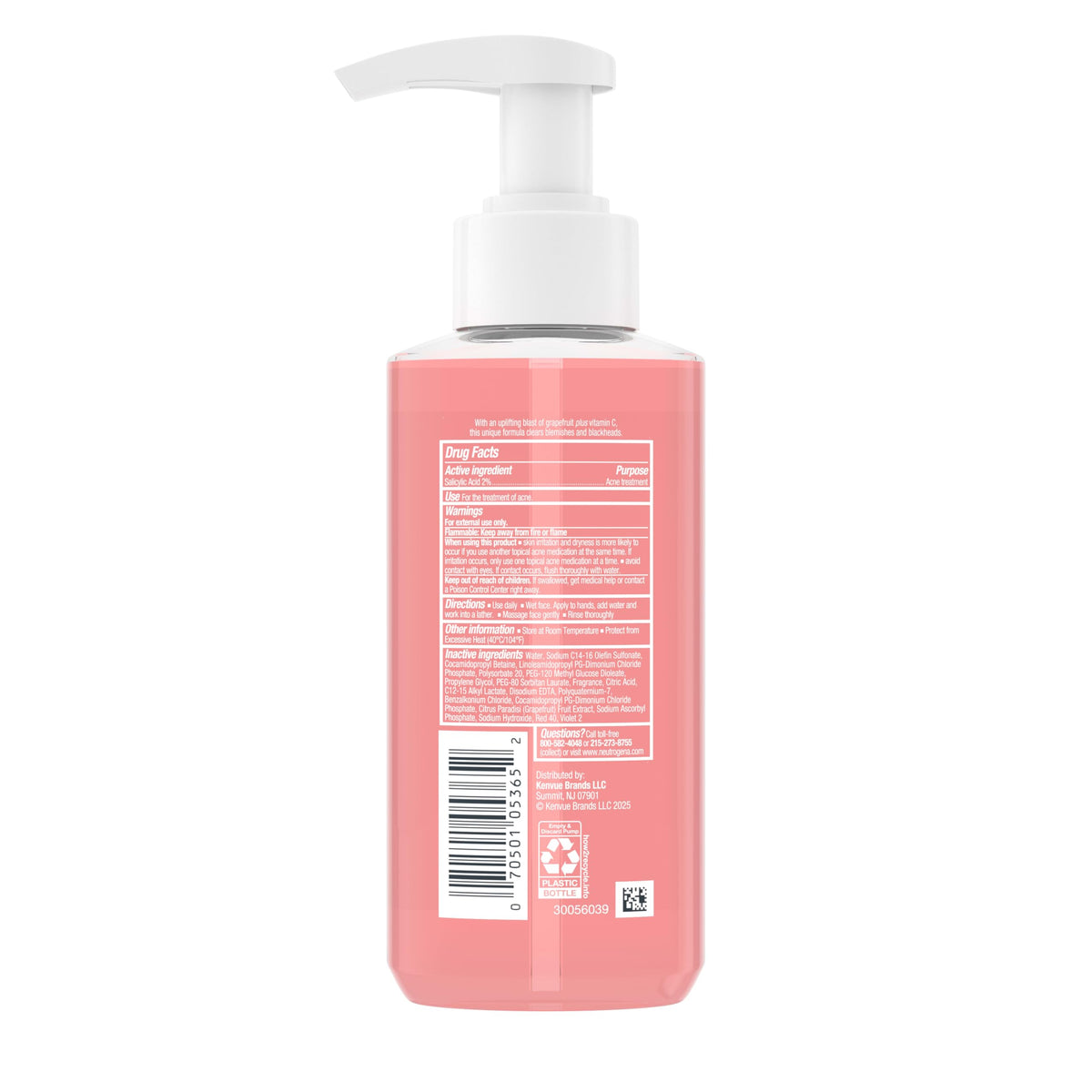After-use Neutrogena Pink Grapefruit Face Wash leaves skin feeling clean and refreshed.