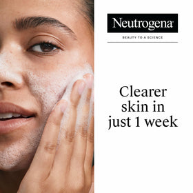 Label close-up showing 2% salicylic acid and vitamin C details on Neutrogena product.
