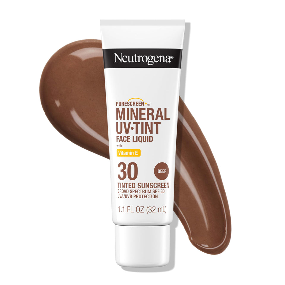 Neutrogena Purescreen bottle with tinted sunscreen offers natural coverage and daily sun protection.