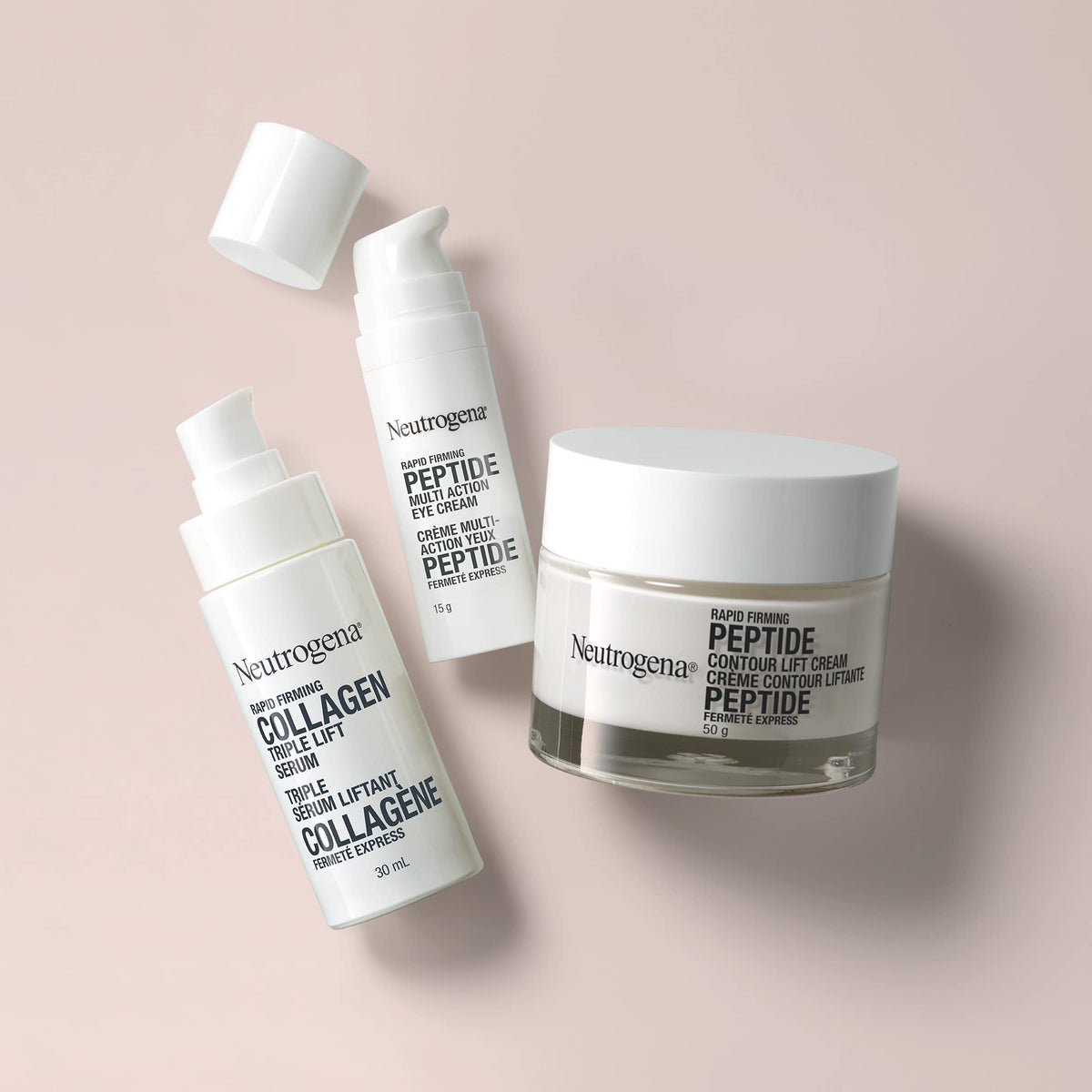 Neutrogena serum on a tidy bathroom shelf for routine use
