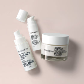 Neutrogena serum on a tidy bathroom shelf for routine use