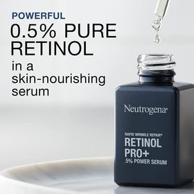 Neutrogena Rapid Wrinkle Repair serum being dispensed for skincare routine