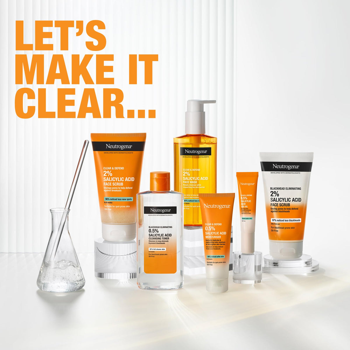 Close-up of Neutrogena scrub texture with natural cellulose grains exfoliating pores.