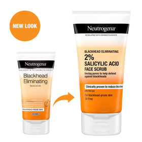 Foam forms during gentle massage with Neutrogena scrub on the cheeks.