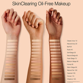 Neutrogena SkinClearing foundation blemish coverage with smoother complexion effect.