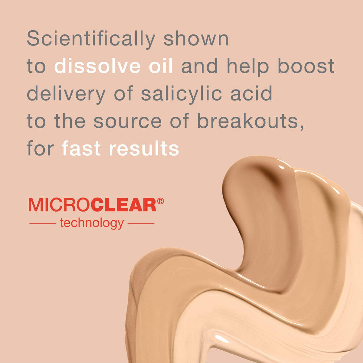 Neutrogena SkinClearing foundation MicroClear technology in action during application.