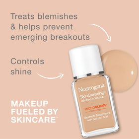 Neutrogena SkinClearing foundation Natural Beige 60 swatches showing blendable coverage.