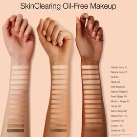 Neutrogena SkinClearing foundation packaging close-up shows squeeze-tube design.