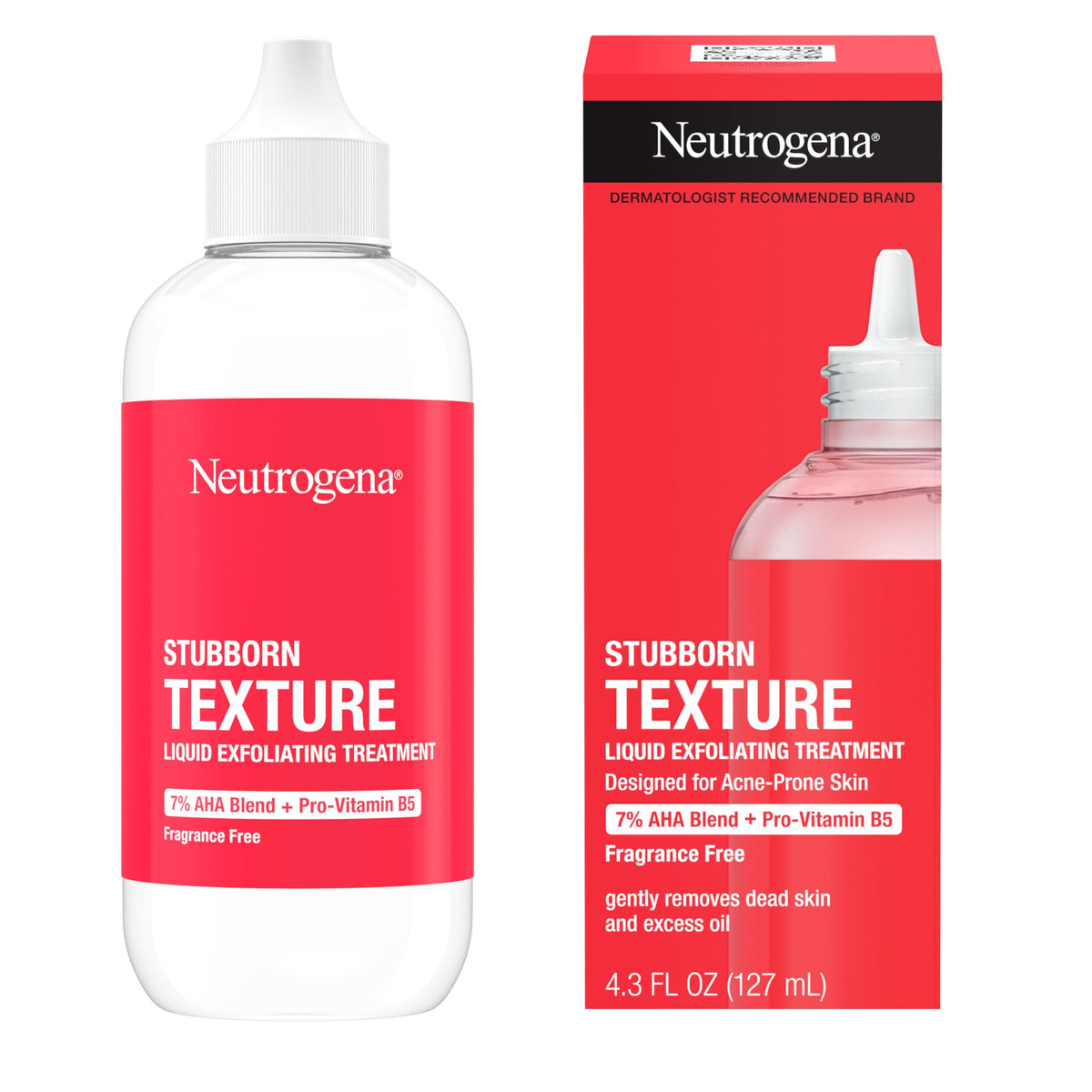 Application on a cotton pad with Neutrogena Exfoliant for oil control and smoother texture