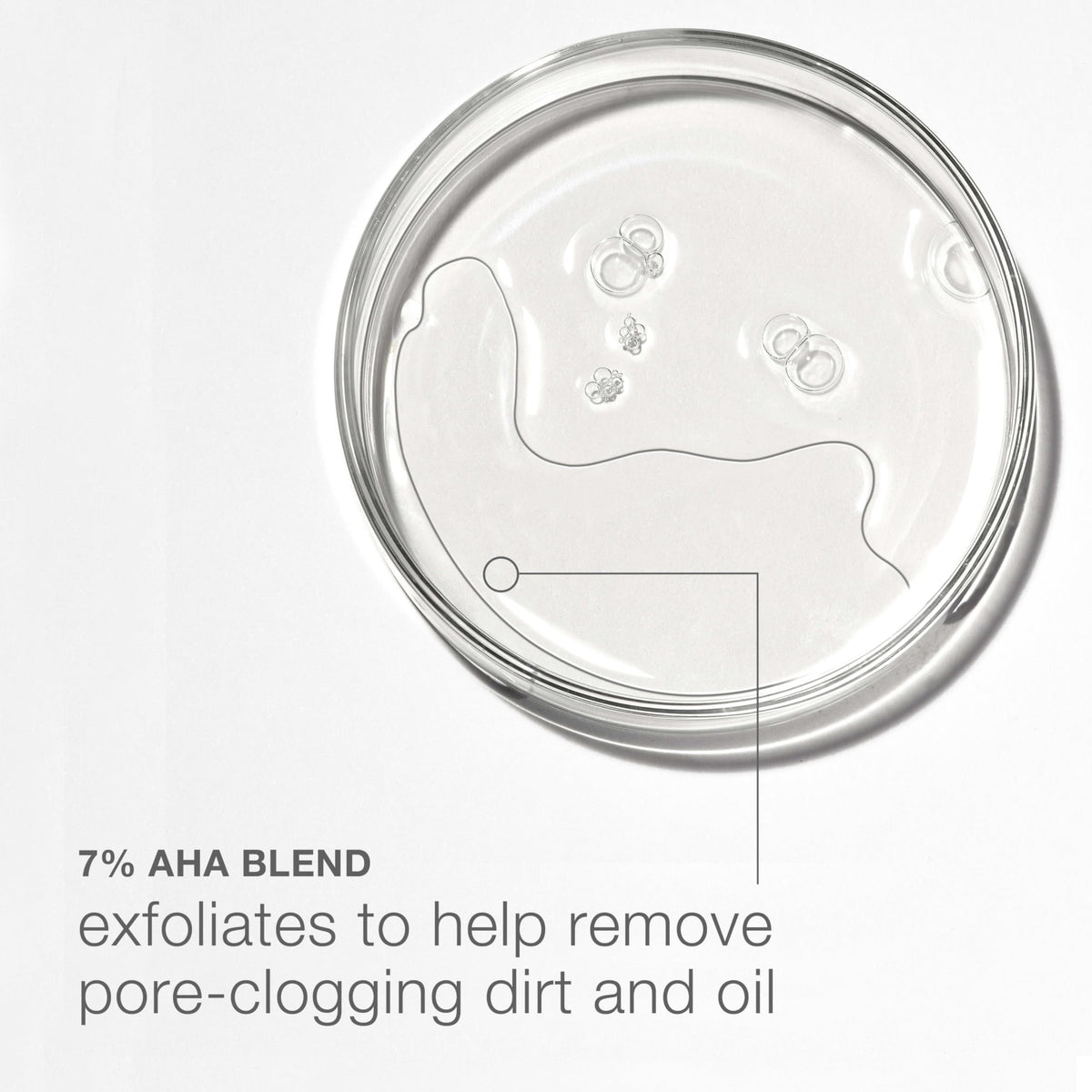 Close-up of glycolic and citric acids blend in Neutrogena Exfoliant for pore cleansing