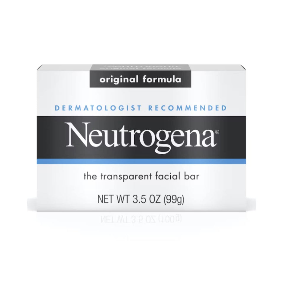Neutrogena Transparent Bar original formula front view in 12-pack for daily cleansing.