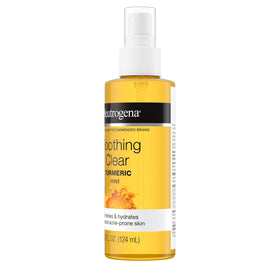 Close-up of Neutrogena Turmeric Mist spray during application on skin
