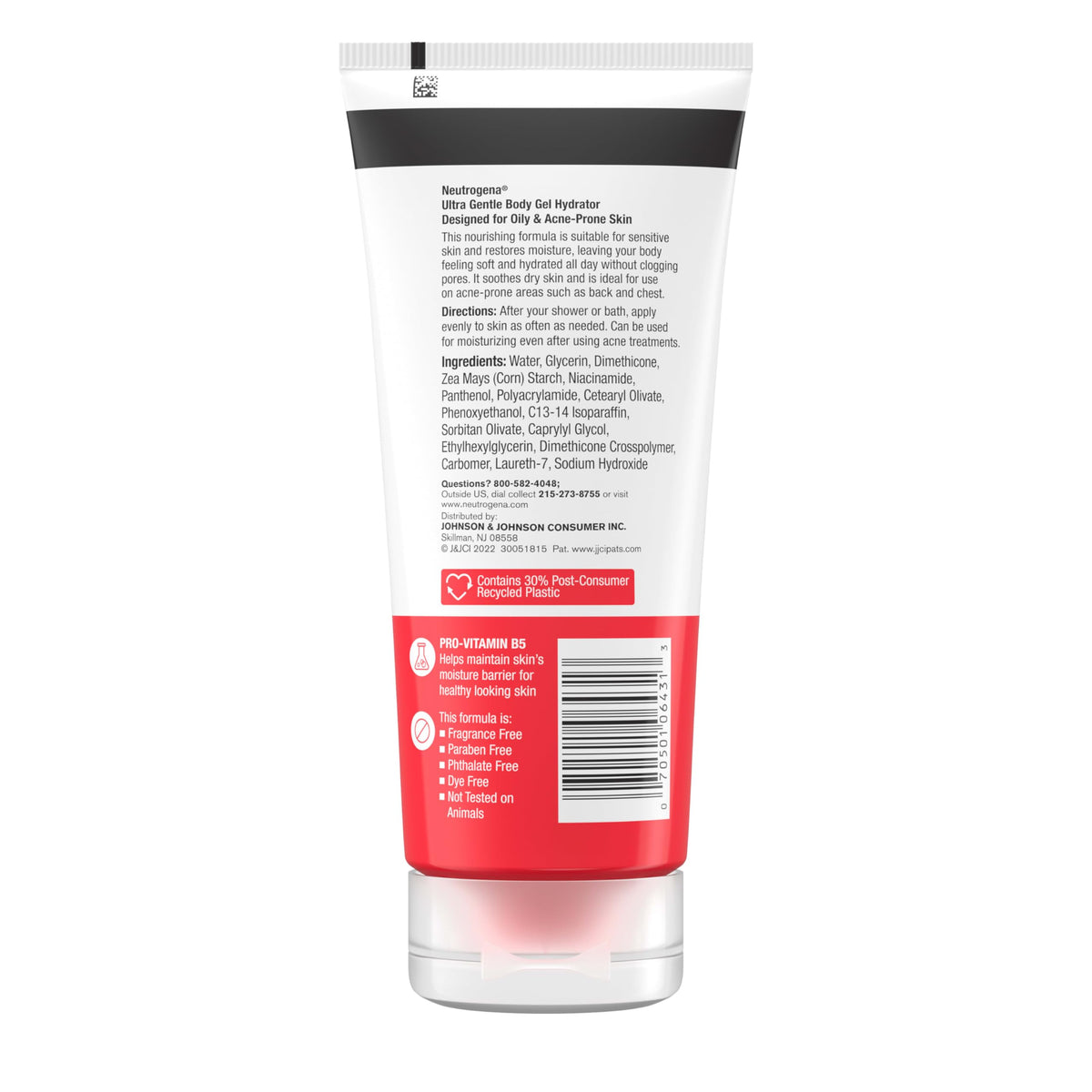 Neutrogena Ultra Gentle packaging box highlighting fragrance-free, dermatologist-tested formula
